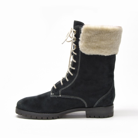 COLE HAAN & NIKE AIR Suede Boots Faux Fur Trim - Picture 3 of 10